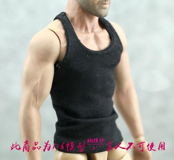 【現貨H-095】 1/6 (無袖背心)可搭肌肉素體  黑色 白色 背心 男士 內衣 無袖背心 模型