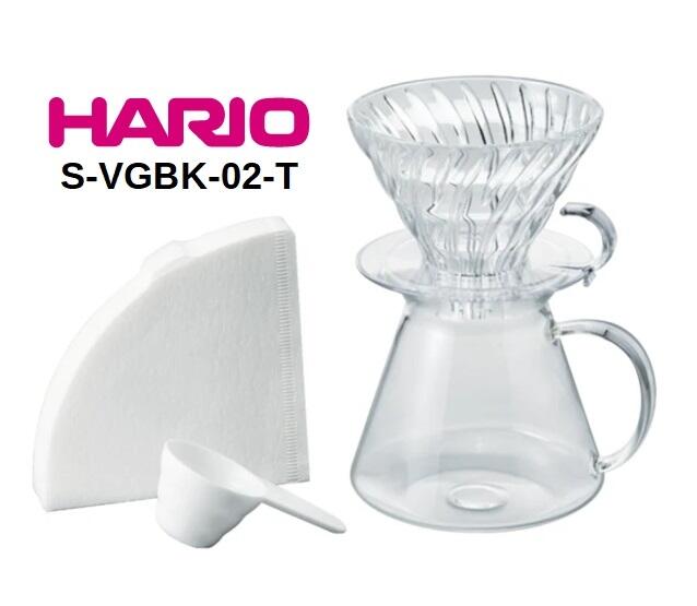 【米拉羅咖啡】日本製 HARIO V60 清透玻璃濾杯手沖咖啡套裝組 S-VGBK-02-T