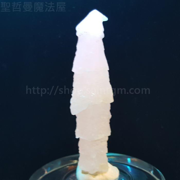 粉紅寶塔冰晶石柱狀單晶190708-21(有螢光反應)~湖南郴州