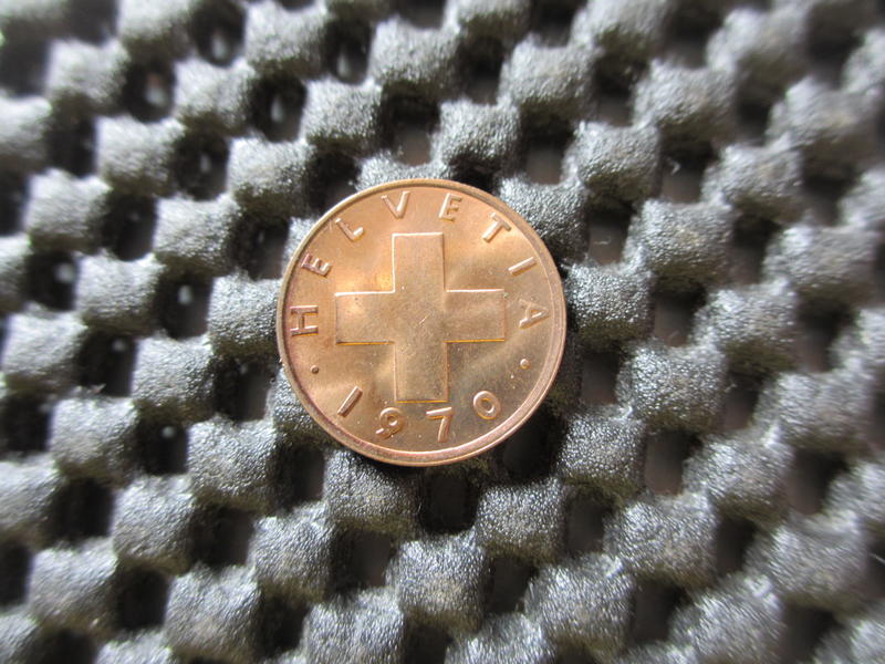 Mini coin-1970 瑞士國徽 一分銅幣 1 RAPPEN UNC-K19168