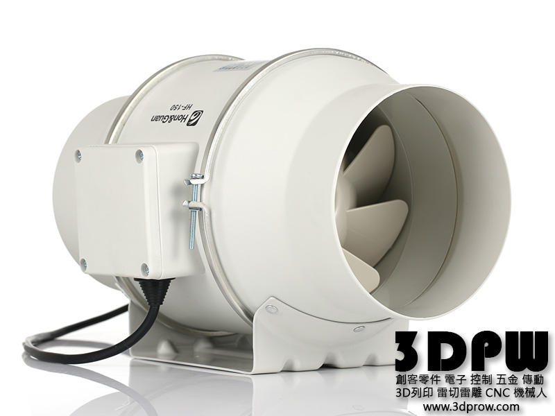 [3DPW] 正台灣版 110V 渦輪增壓管道風機 HF-100 HF-150 鴻冠 靜音排風機 斜流增壓 機器廢氣排放