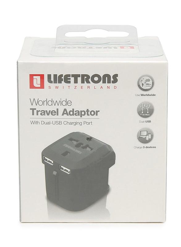 LIFETRONS 雙USB多國旅行轉換頭 FG-2103-BK