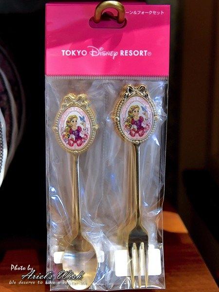 Ariel's Wish-日本東京迪士尼連線Disney長髮公主樂佩氣質高雅立體粉紅色蝴蝶結緞帶湯匙叉子組-日本製-現貨