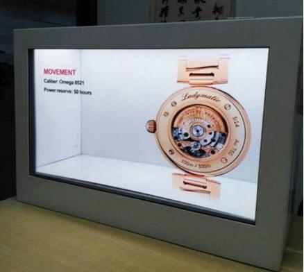 22吋透明螢幕廣告機 透明面板展示櫃 珠寶手錶櫥窗式螢幕透明顯示器 ar應用 可加購觸控功能