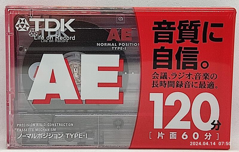全新 TDK AE 120 分 卡式 空白錄音帶 一箱 （10卷）(BC06)