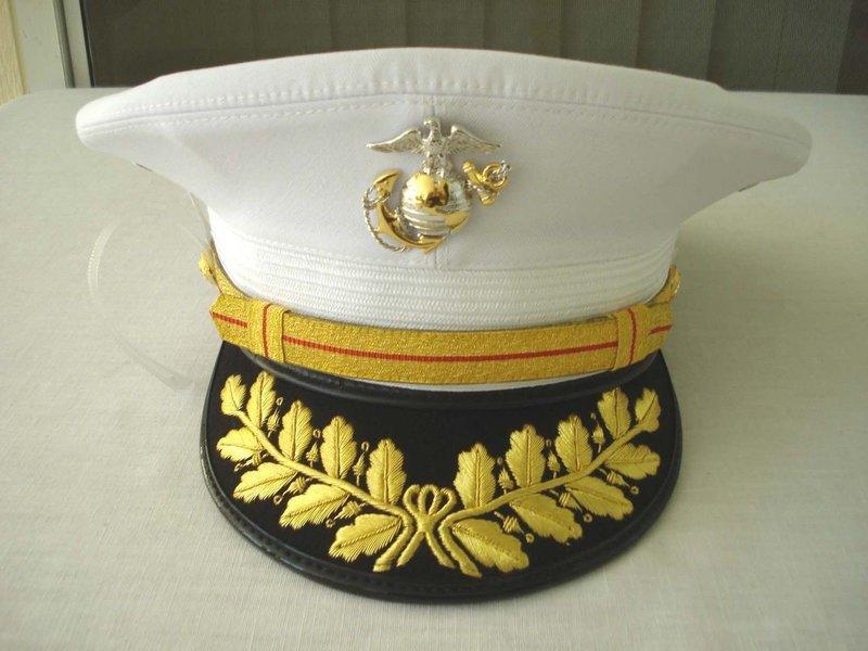 美國海軍陸戰隊軍官白色將官大盤帽