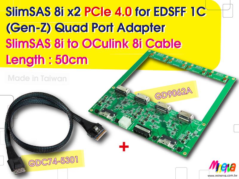 SlimSAS 8i x2(SFF8654) to EDSFF 1C x4+SlimSAS to OCulink 露天市集 全台最大