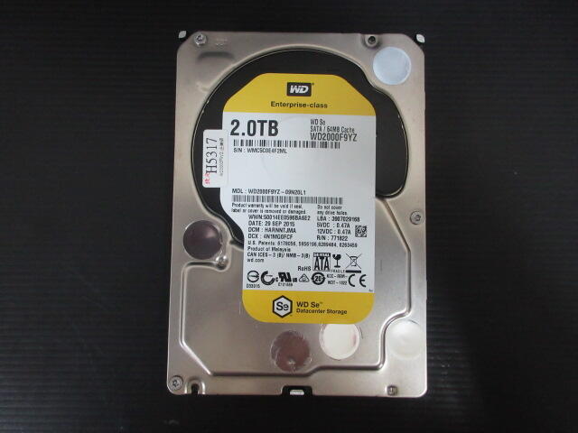 WD 3.5吋 2TB SATA/64MB 桌機用硬碟 (WD2000F9YZ) | 露天市集 | 全台最大的網路購物市集