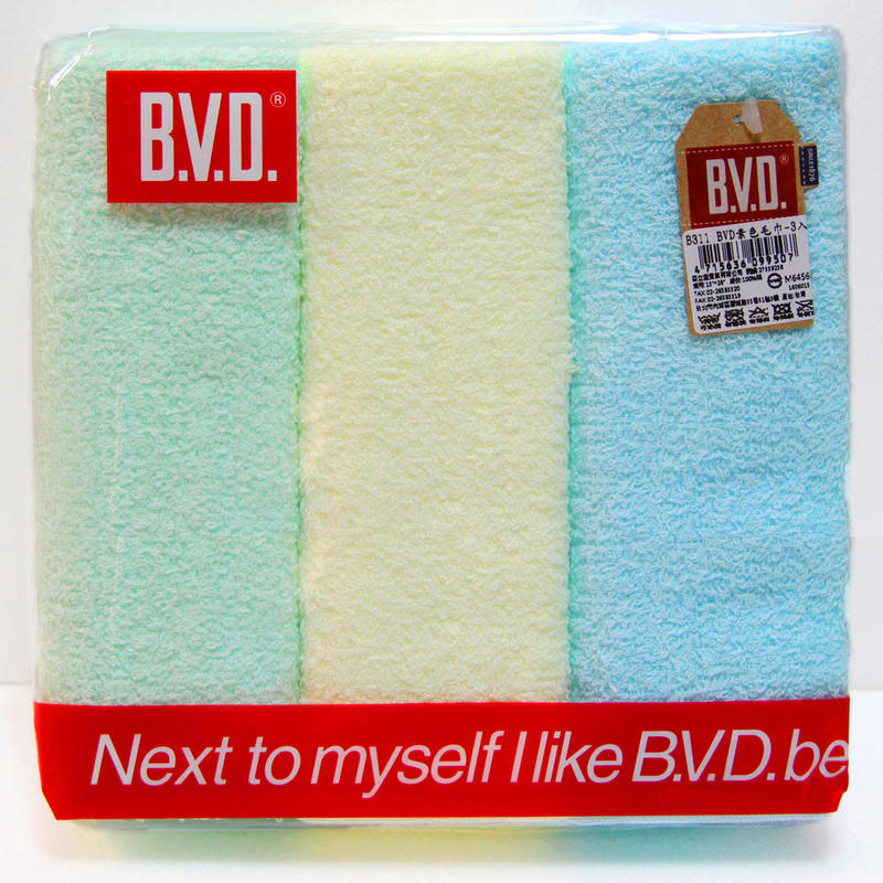 BVD素色毛巾-混色3入組 台灣製造(B311)