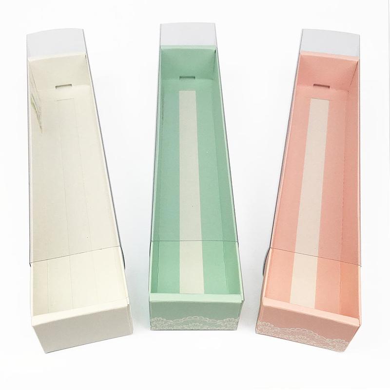 ☆╮Jessice 雜貨小鋪╭☆長型 PVC 透明 封套盒  筆盒  筷盒  馬卡龍 包裝用品 抽屜型 紙盒 單款10入