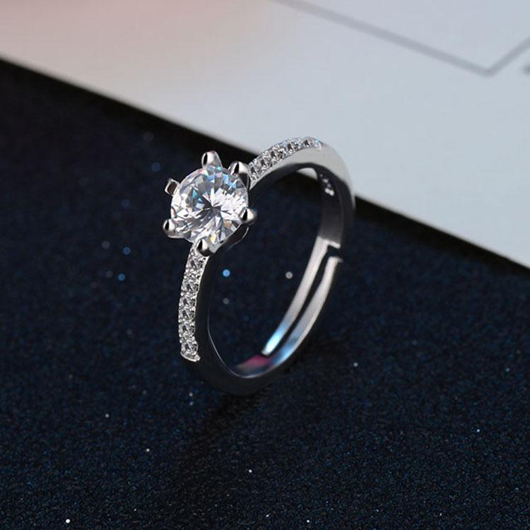 一克拉T牌經典造型款擬真鑽石戒指結婚戒指求婚戒指銀戒情人節生日禮物買一送二