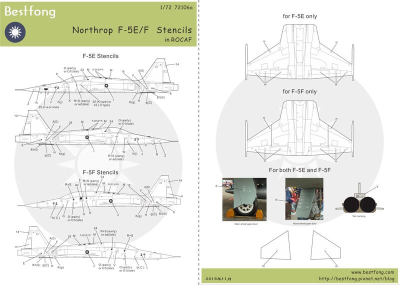 1/72Bestfong水貼紙~美國F-5E/F戰鬥機的國徽,儀表與機身各處細節標示/警語