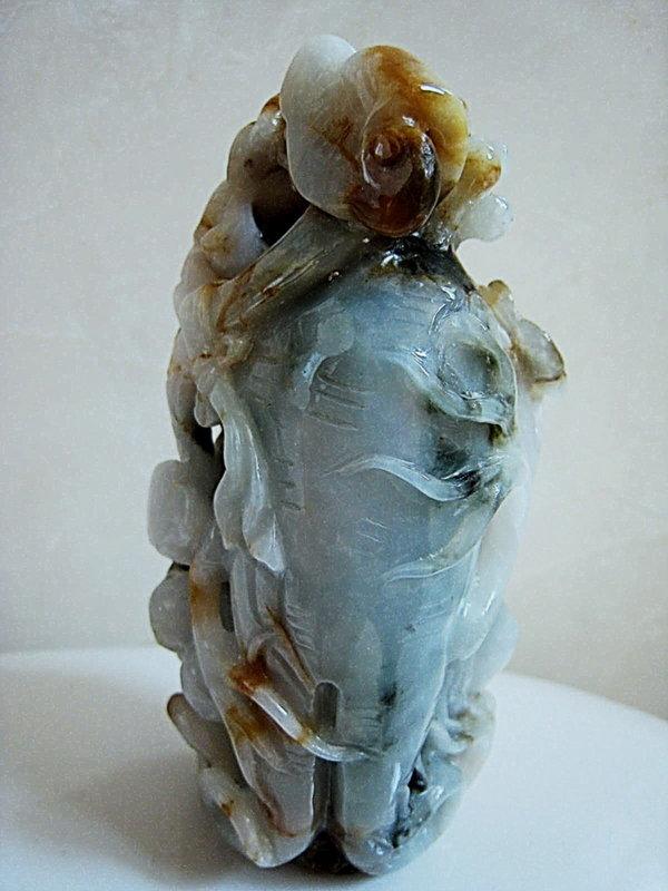 福祿壽 人參 生果 三彩 翠玉 精雕玉 收藏很久的古董 玉石擺飾品