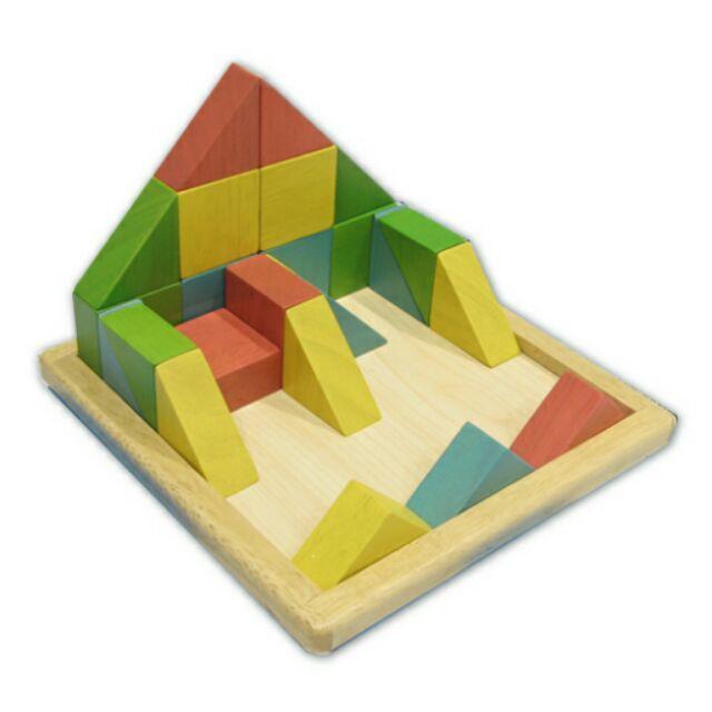 原木玩具空間幾合積木 空間組合 木頭積木 木製積木 積木 七巧板 實木七巧板