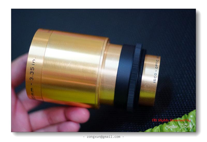 ISCO OPTIC 機放映鏡頭 ISCO 85mm f2 ULTRA MC(85/2 電影放映鏡)土豪金,已改超級M42