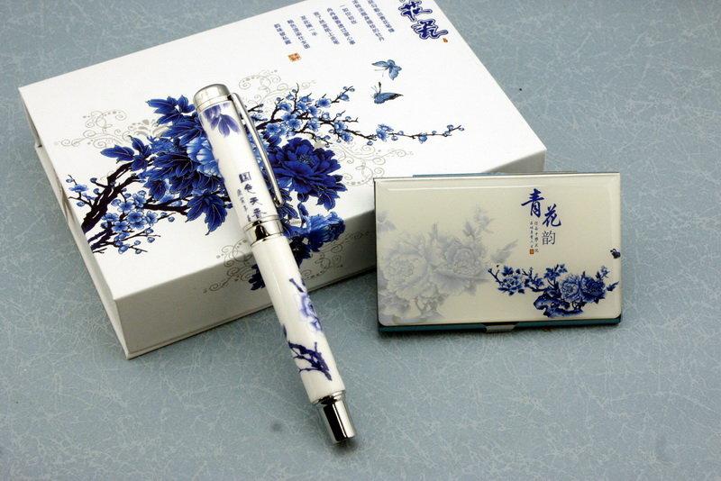 馬克的店--- 中國優質鋼筆--- 國色天香青花瓷鋼筆 -有名片夾