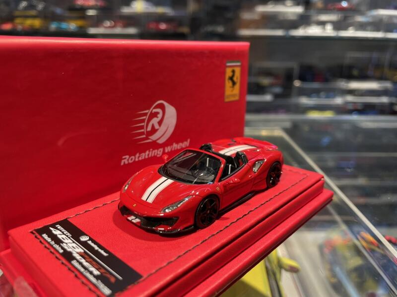 吉華@ 1/64 Rotating Wheel Ferrai 488 PISTA SPIDER Volcanic red