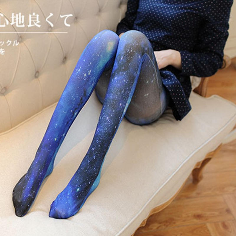 愛襪甜心【A-491】日系原創絕版品❤lolita原宿藍色浩渺星空天鵝絨80D彈性褲襪