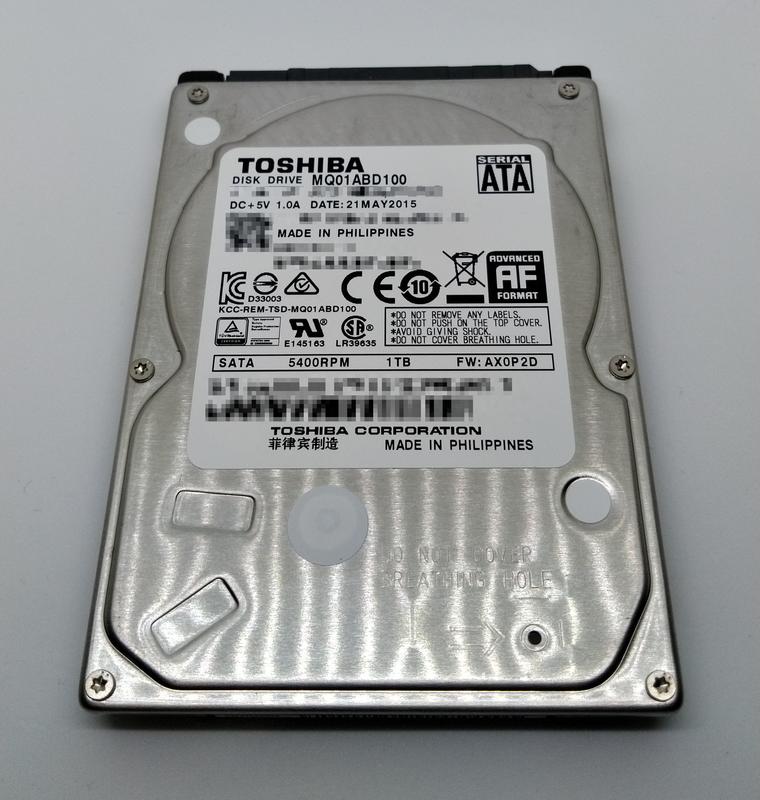 TOSHIBA 1TB 2.5吋 9.5mm 5400RPM MQ01ABD100 (二手良品)