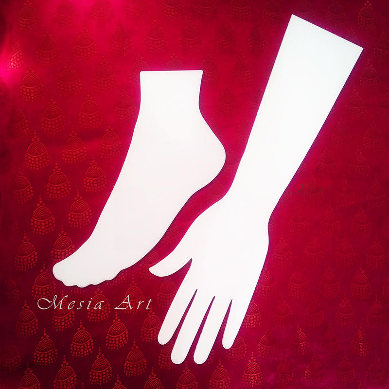 Henna 印度新娘漢娜手繪 指甲花人體彩繪練習手板腳板 壓克力手板長版 單手
