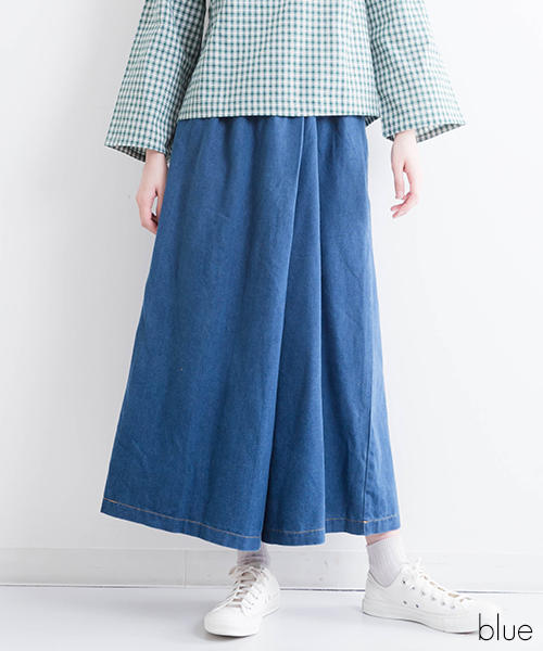 日本品牌 Fillil 別布剪裁設計丹寧褲裙 森林風