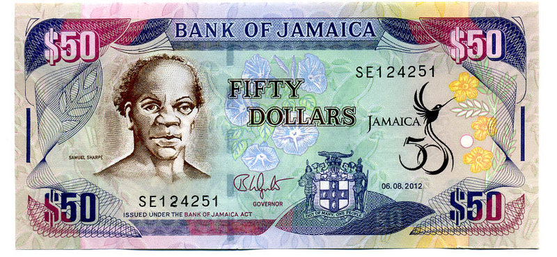 [富國]外鈔Jamaica牙買加2012年50DollarsPnew紀念鈔