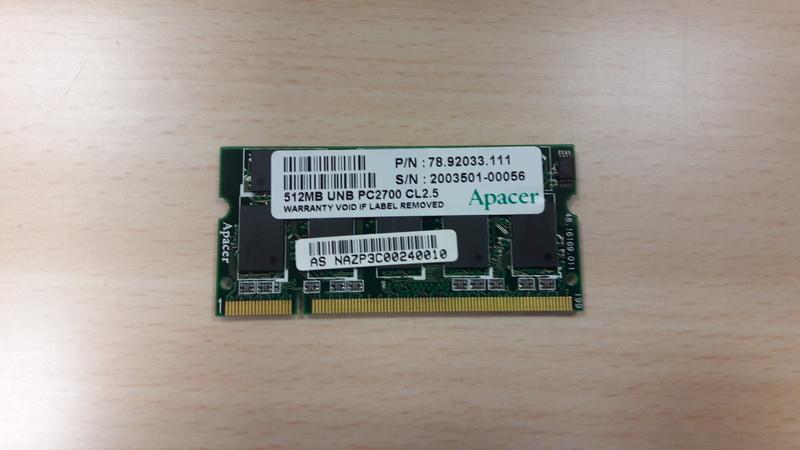 Apacer宇瞻 DDR 512MB NB專用記憶體