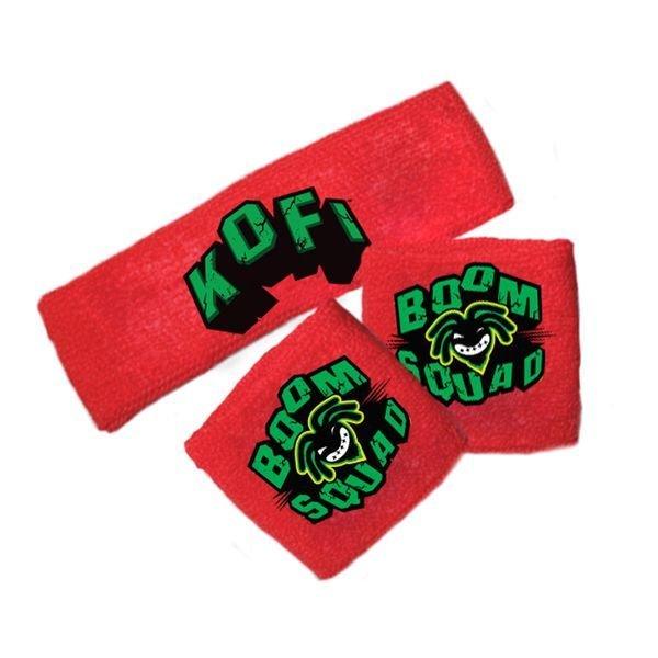 ☆阿Su倉庫☆WWE摔角 Kofi Kingston Boom Squad Wristband Set KOFI熱血森巴紅色護腕組 現貨特價中