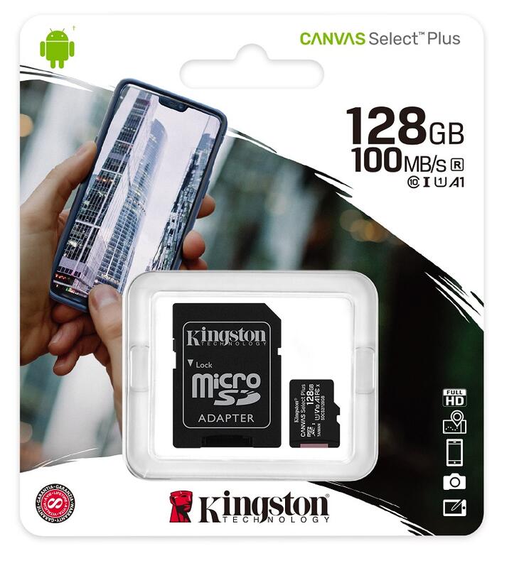 Kingston 金士頓 Canvas Select MicroSDXC SDCS2 /128GB 記憶卡 附轉接卡