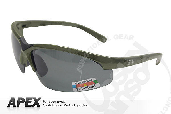 大里RV城市【APEX】運動型太陽眼鏡-偏光鏡.防滑.抗UV護目鏡.軟質高鼻墊.登山 滑雪/橄欖綠 908