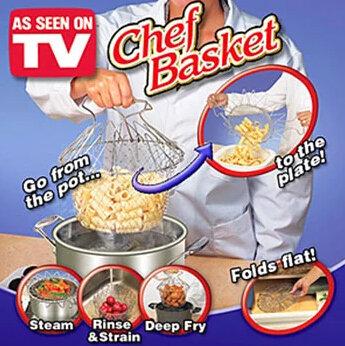 Chef Basket不銹鋼伸縮籃 折疊籃 伸縮油炸籃 洗菜 瀝水籃 TV