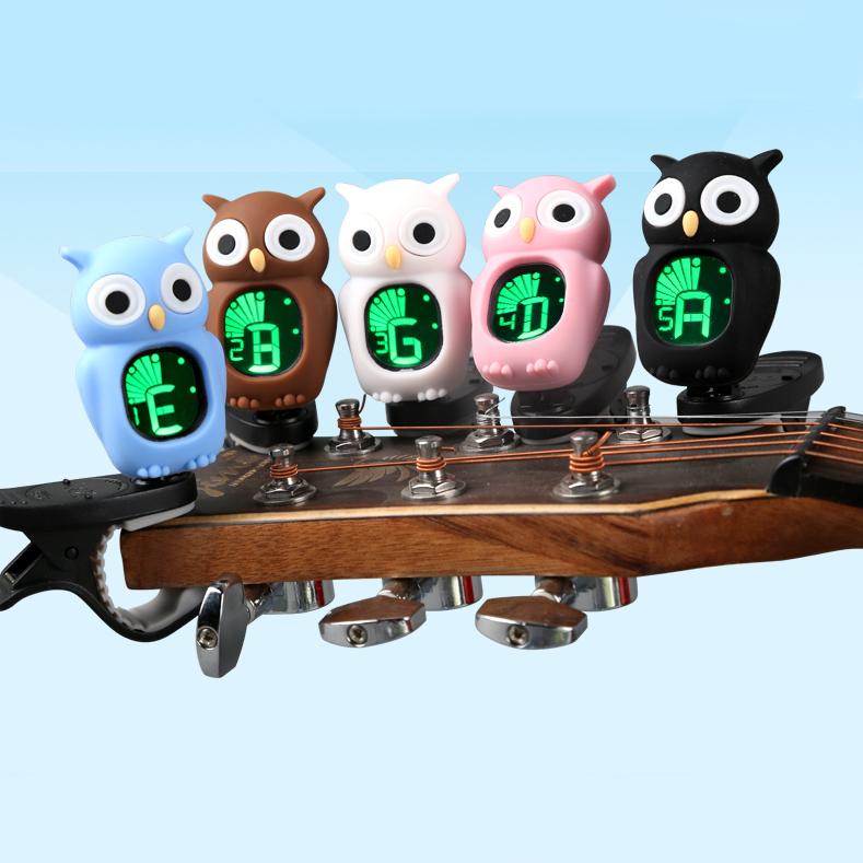 《小山烏克麗麗》 小朋友最愛動物卡通造型 貓頭鷹 夾式調音器 電子調音器 烏克麗麗/吉他/小提琴/貝斯