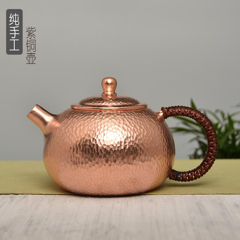 锤点紫铜壶纯铜纯手工无涂层铜壶X 座り込む 