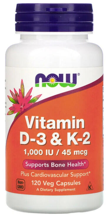 NOW 維他命D3 & K2 120粒 Vitamin D-3 & K-2