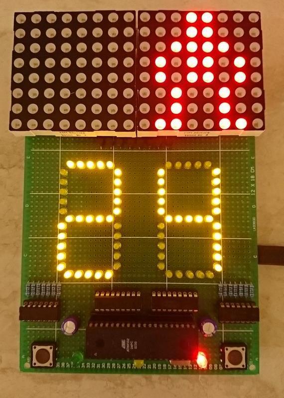 [8051專題好好玩-16X8M004B] 16X8LED點矩陣紅綠燈小綠人+LED倒數(C51) ★手焊板成品★