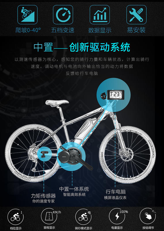 電動自行車套件 電動自行車改裝套件 電動自行車DIY套件 八方中置電機 中置馬達