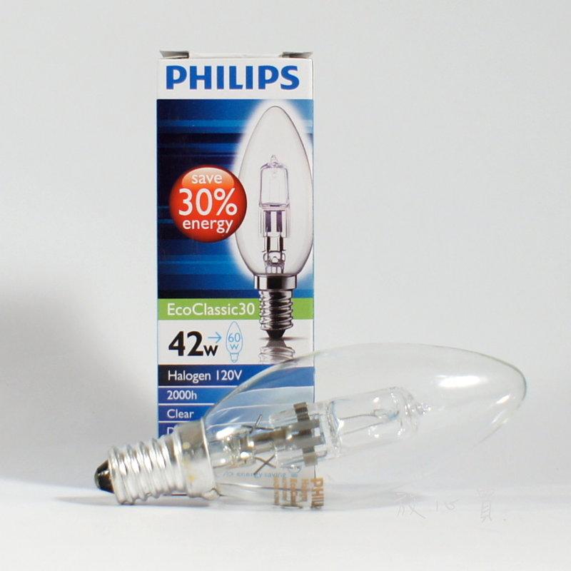 [Fun照明]PHILIPS 飛利浦 42W 110V E14 EcoClassic30 鹵素燈泡 可調光 另有28W