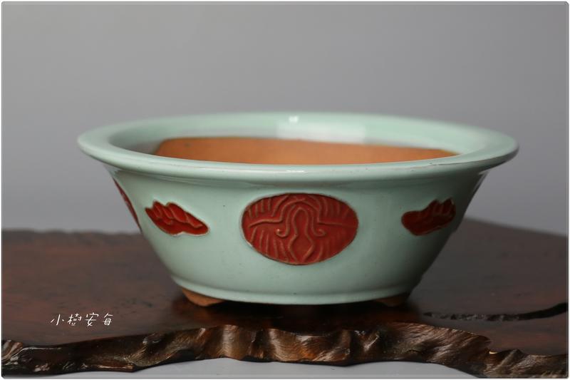 【小樹安每】中國盆缽- [中國宜興] 淺綠釉鶴紋丸鉢 13cm