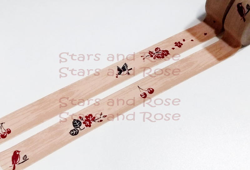 Stars&Rose ♥ (兩捲各分裝100cm) 日本 Felissimo x 森活 和紙膠帶 櫻花 木紋 mt承製