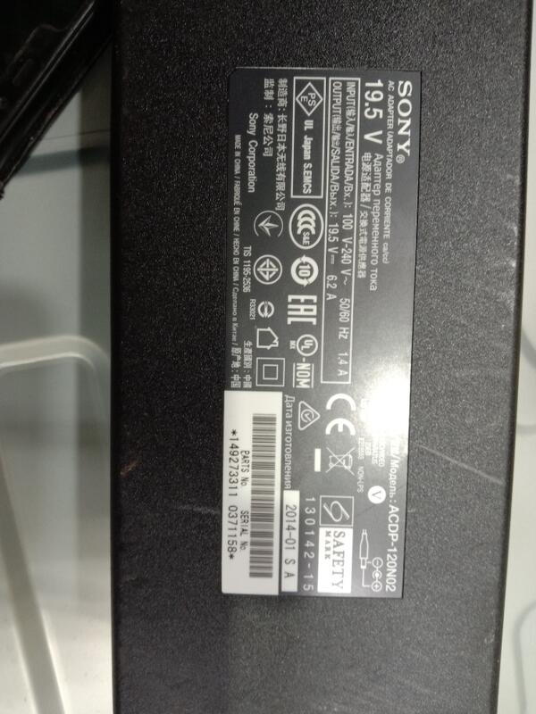 Sony 變壓器(原廠)，19.5V6.2A (電視機)使用良品,附電源線