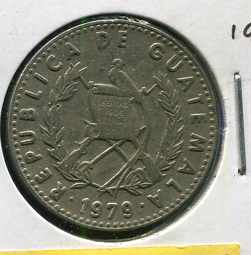 【錢幣】Guatemala(瓜地馬拉)，25 Cents K278.1 1979，品相美VF國際#19051148 