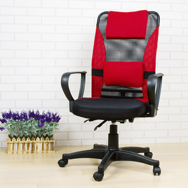 《百嘉美2》典雅氣壓網布加厚辦公椅(紅色)/電腦椅 學生椅 電腦桌 秘書椅 穿衣鏡 P-D-CH034