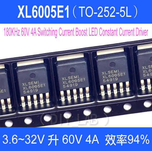 【DIY_LAB#2246】原裝 XL6005E1（TO-252-5L）60V 4A升壓恒流貼片IC（現貨）