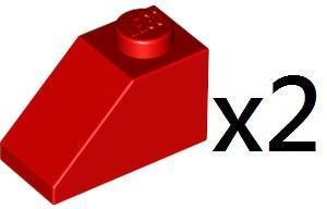 LEGO Red Slope Brick 1x2 2x1 45度 樂高紅色 斜面磚塊 兩個 4121934