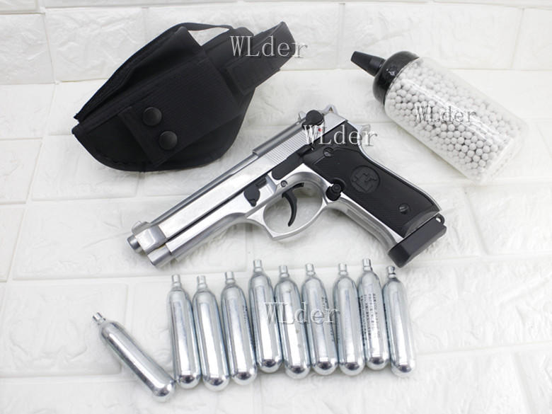 iGUN 貝瑞塔 M9 CO2槍 銀 MC + 0.25g BB彈 + 12g CO2小鋼瓶 +槍套 (BB槍BB彈M9
