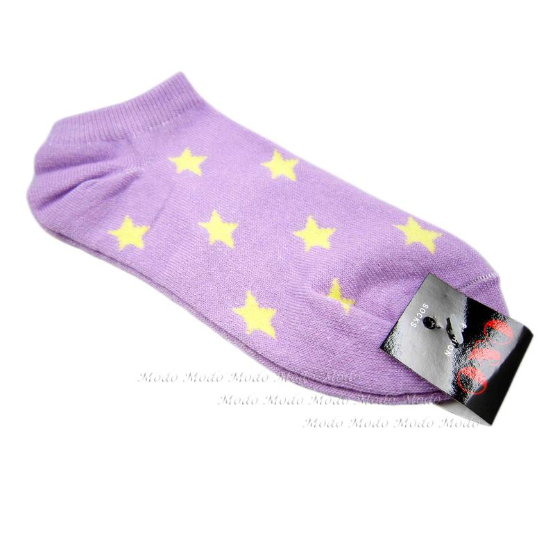 【MoDo魔荳】＊全新＊《嚴選台灣製@22-26cm星星船型休閒襪。船型襪。星星短襪子。星星女襪。男襪》〈紫底-不挑款〉
