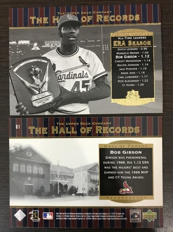 2001 Upper Deck Hall of Famers #81 Bob Gibson HR 名人堂球員