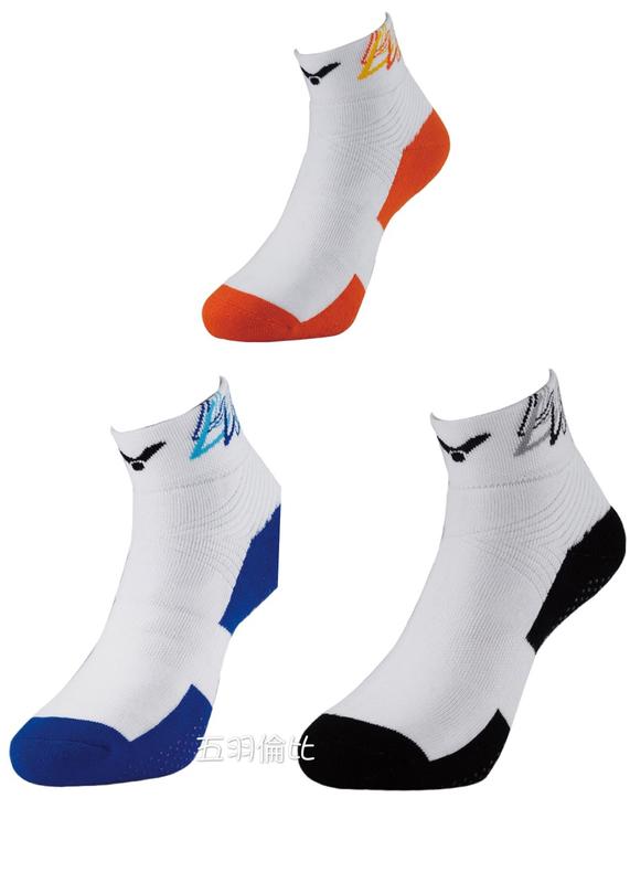 【五羽倫比】VICTOR 勝利 運動羽球襪 C-5043  白黑/白藍/白橘 運動男襪(中筒、止滑) 運動男襪 羽球襪