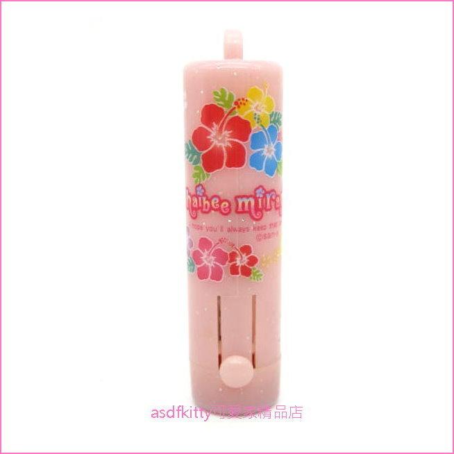 asdfkitty可愛家☆日本san-x粉紅色扶桑花直立式印章盒-有印泥-有吊飾孔-日本製