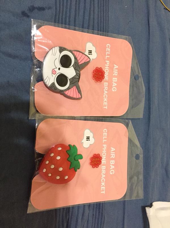 全新未拆  ]  手機支架 保護 手拿 可愛 造型 貓咪 草莓  生日禮物 交換禮物